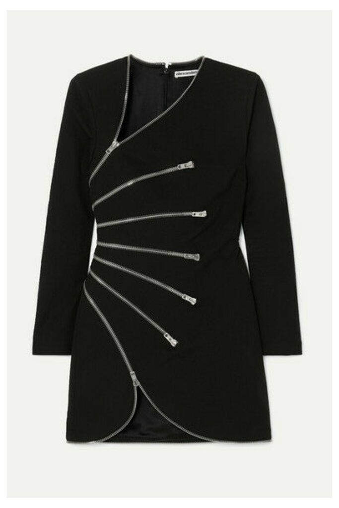 Alexander Wang - Zip-detailed Cotton-blend Crepe Mini Dress - Black