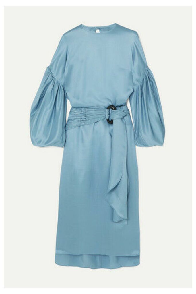 Nackiyé - Nightingale Silk And Wool-blend Satin Midi Dress - Blue