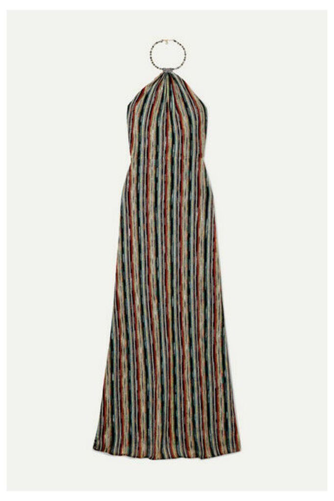 Missoni - Striped Metallic Crochet-knit Halterneck Maxi Dress - Black