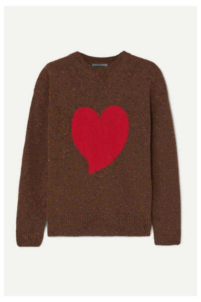 ALEXACHUNG - Heart Intarsia Wool-blend Sweater - Brown