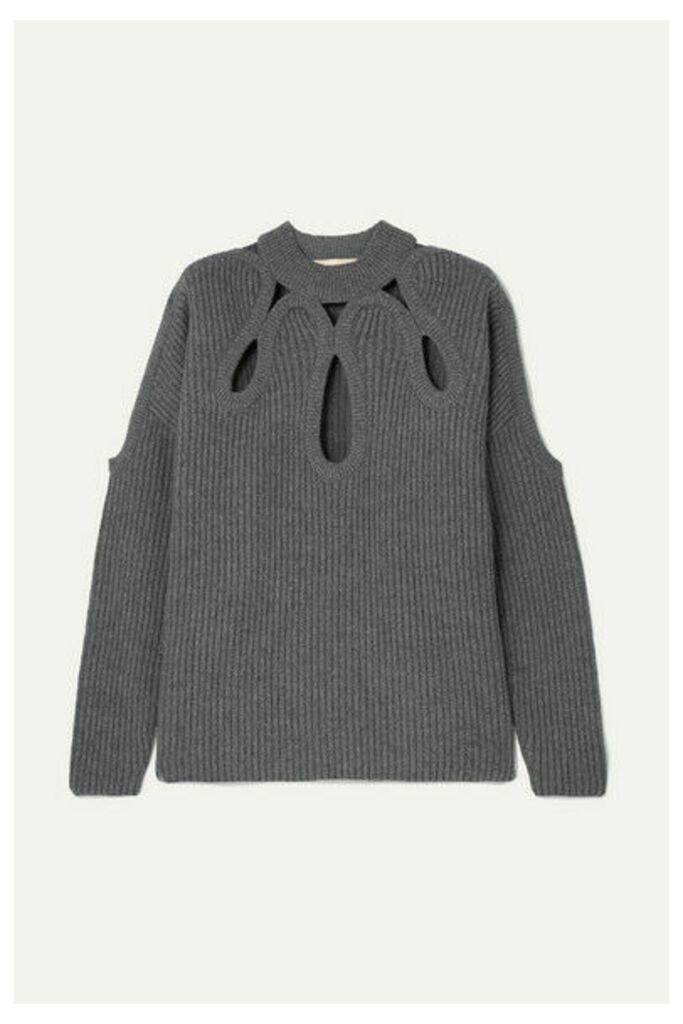 Antonio Berardi - Cutout Ribbed Wool And Cashmere-blend Sweater - Gray