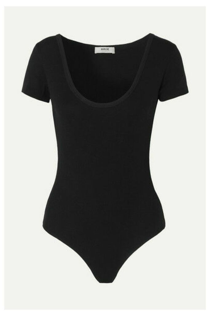 AGOLDE - Ribbed Stretch-jersey Thong Bodysuit - Black