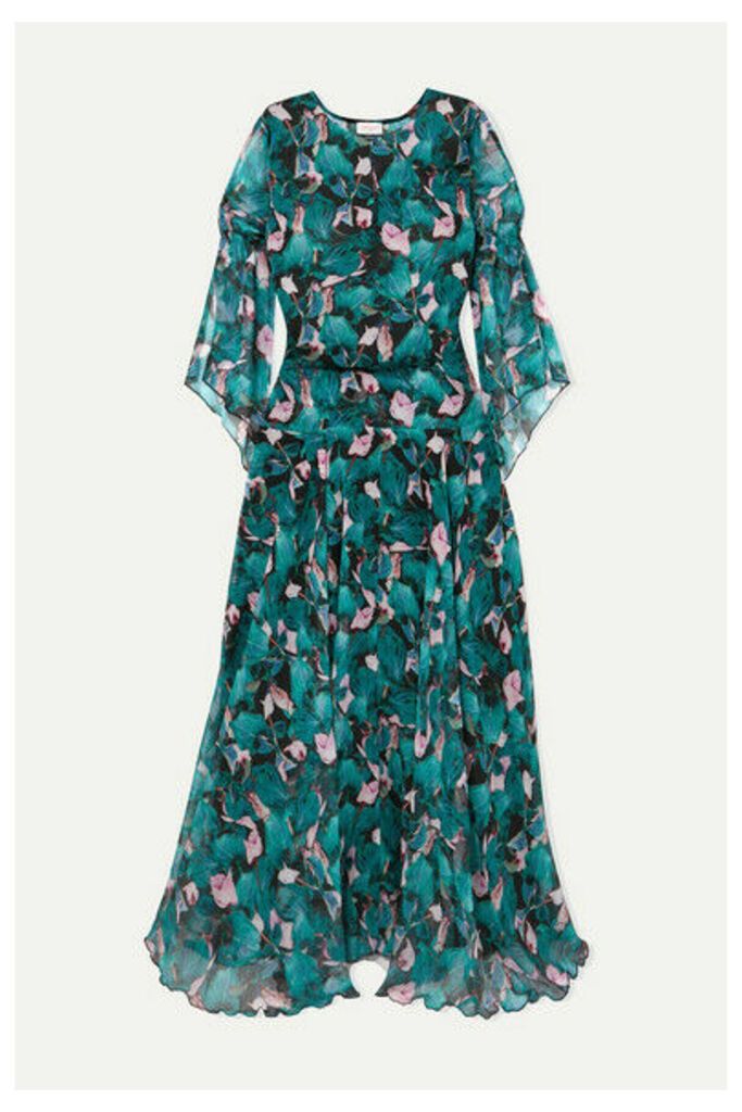 Eywasouls Malibu - Claire Floral-print Chiffon Maxi Dress - Turquoise