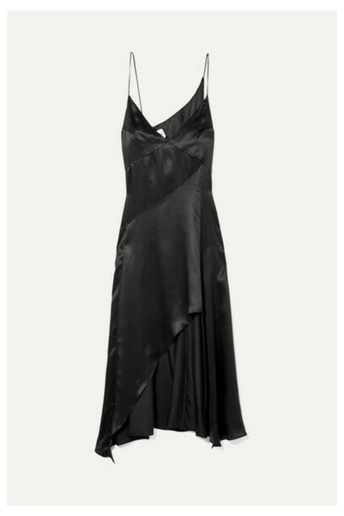 Le Kasha - Niya Asymmetric Silk-satin Dress - Black