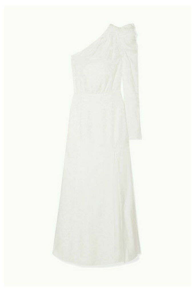 Les Rêveries - One-shoulder Ruched Silk-jacquard Gown - Ivory