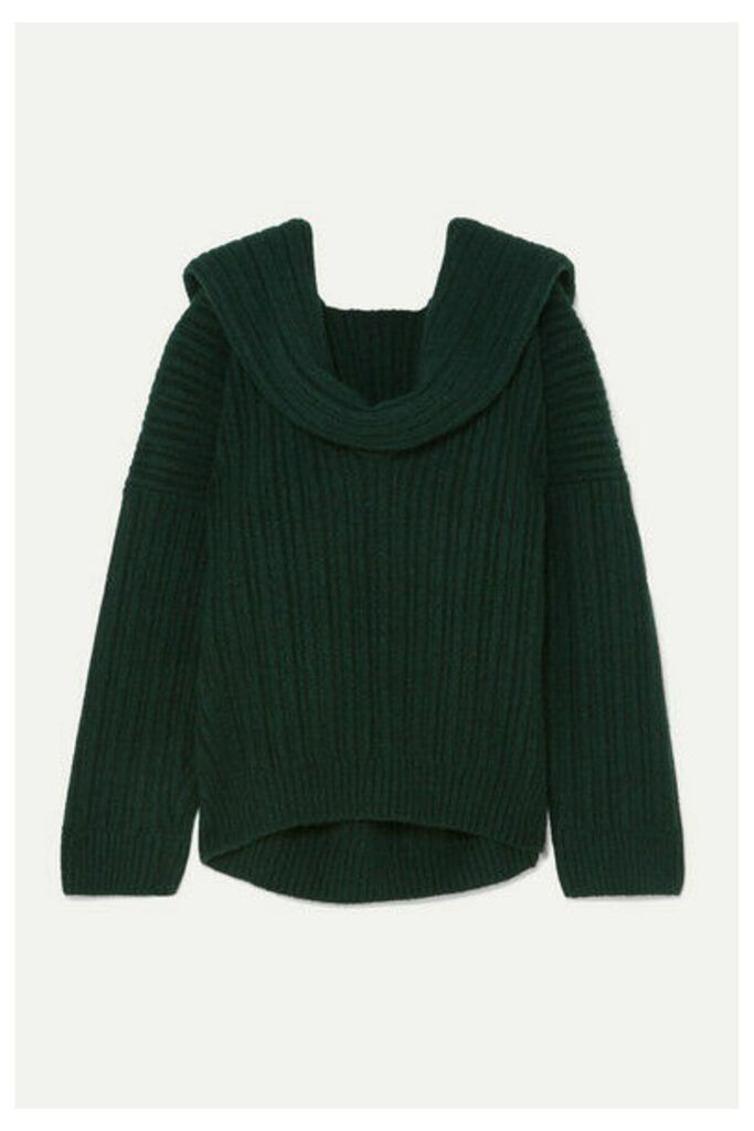 Jacquemus - Ahwa Draped Ribbed Wool-blend Sweater - Forest green