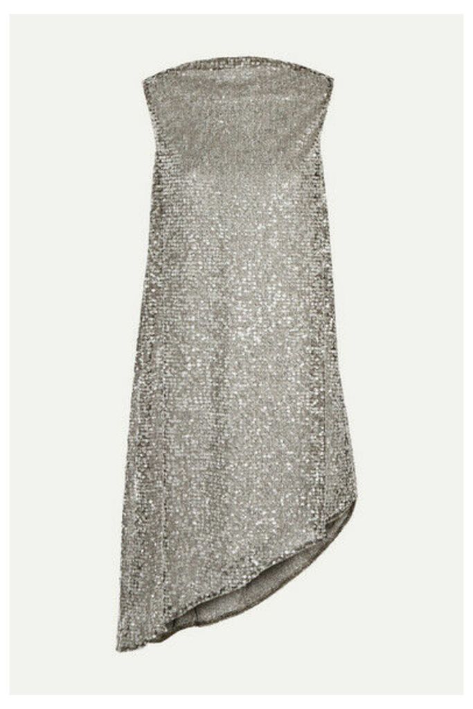 Halpern - Draped Sequined Mesh Mini Dress - Silver
