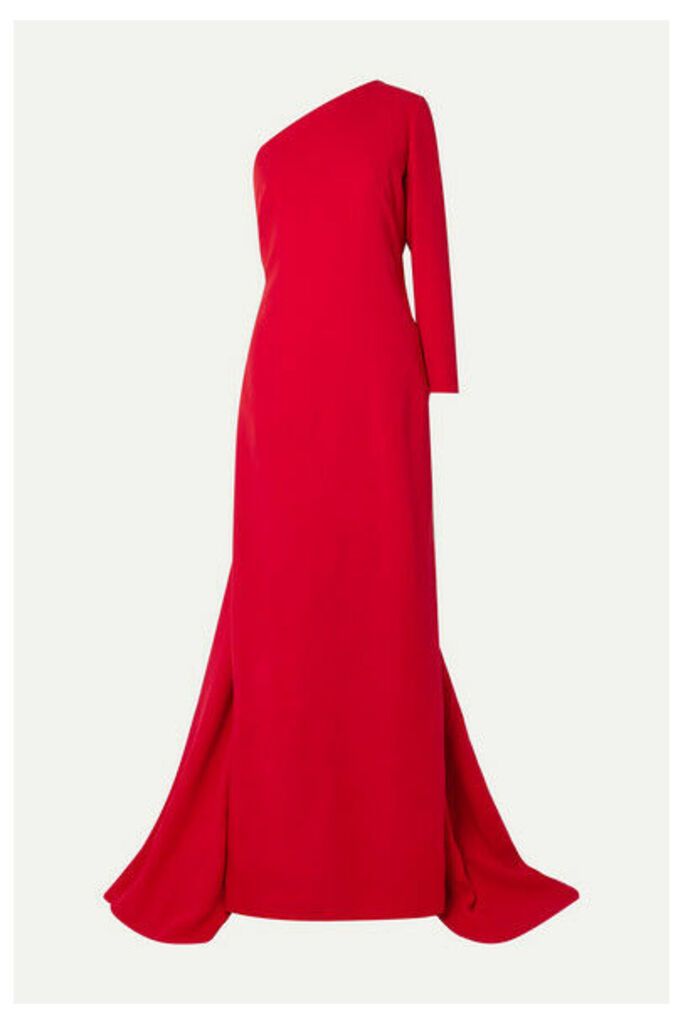 Carolina Herrera - One-shoulder Draped Silk-crepe Gown - Red