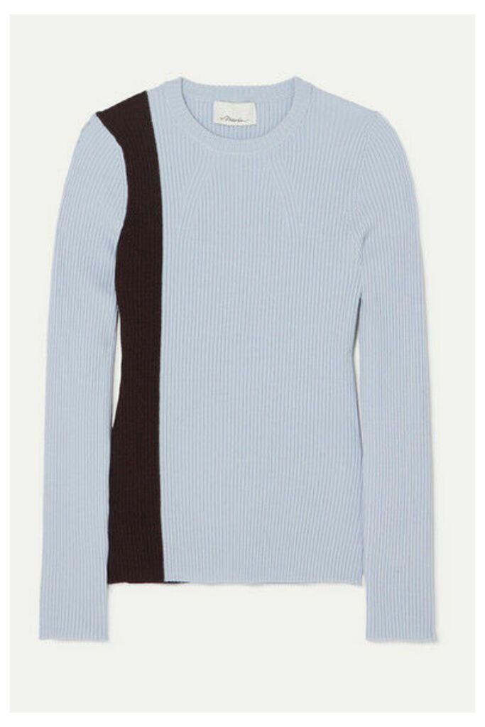 3.1 Phillip Lim - Striped Ribbed Stretch Wool-blend Sweater - Mint
