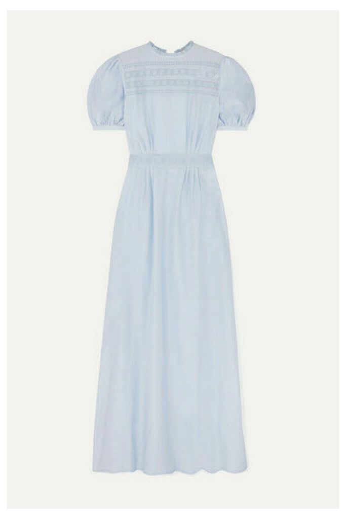 MATIN - Este Broderie Anglaise-trimmed Cotton And Silk-blend Gauze Maxi Dress - Lilac