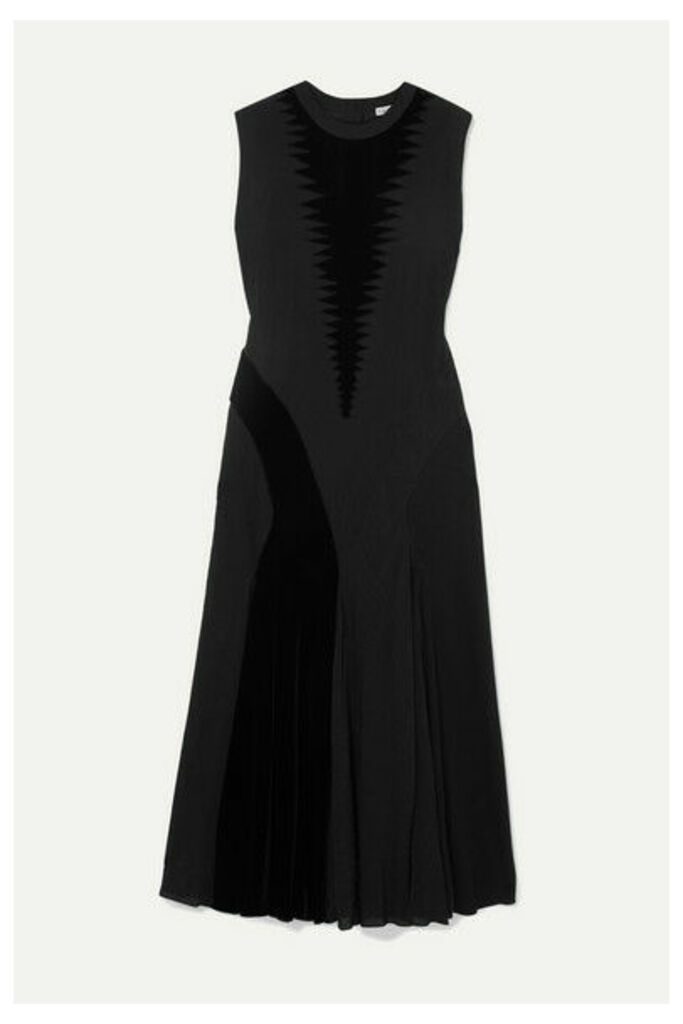Loewe - Velvet-trimmed Silk And Cotton-blend Dress - Black