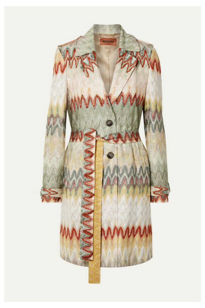 Missoni - Belted Crochet-knit Trench Coat - Neutral