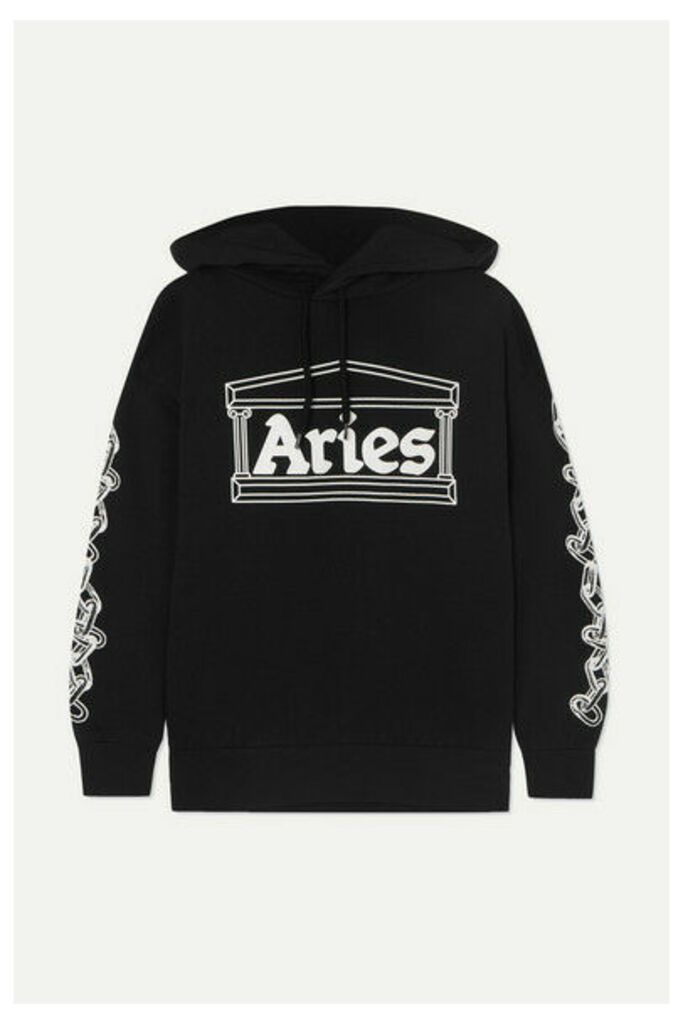 Aries - 2 Chains Printed Cotton-jersey Hoodie - Black