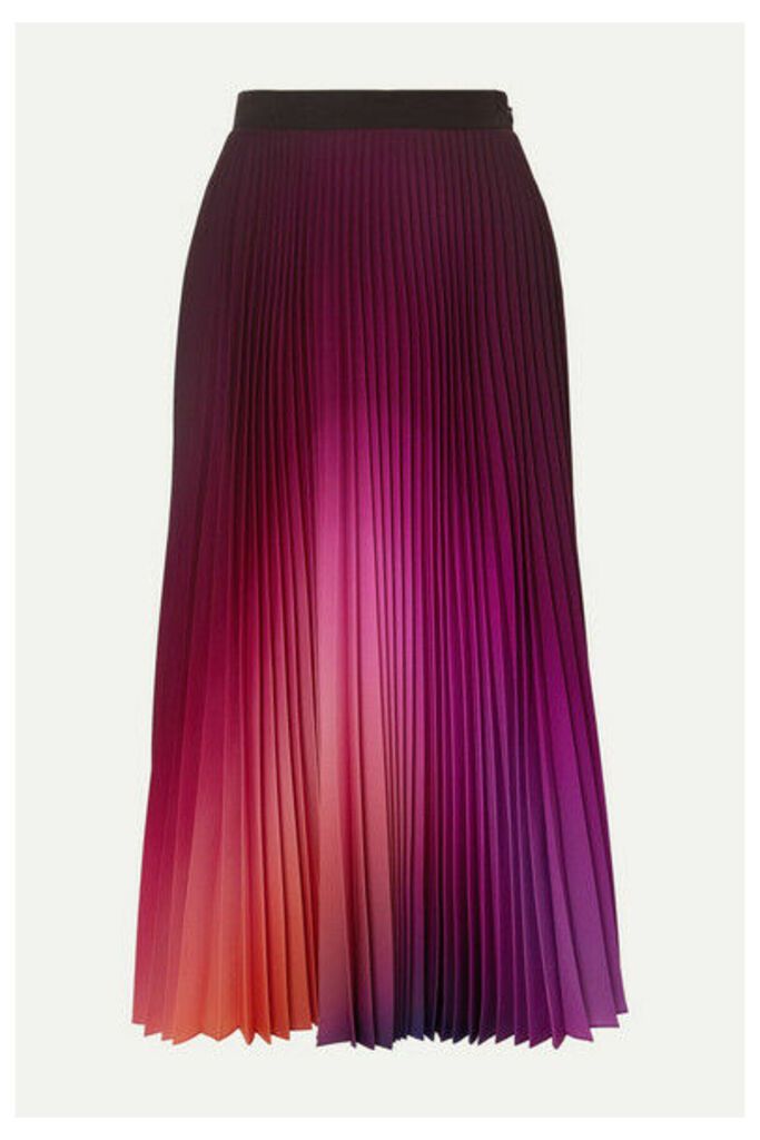 Mary Katrantzou - Pleated Ombré Crepe De Chine Midi Skirt - Purple