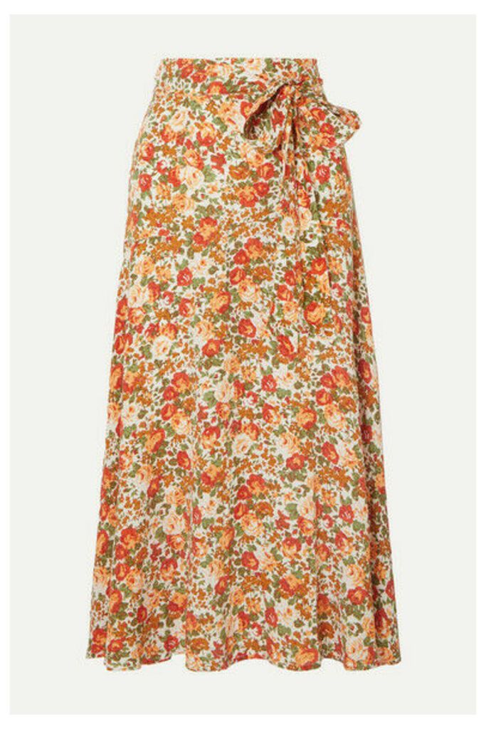 Faithfull The Brand - Asiya Wrap-effect Floral-print Crepe Midi Skirt - Peach