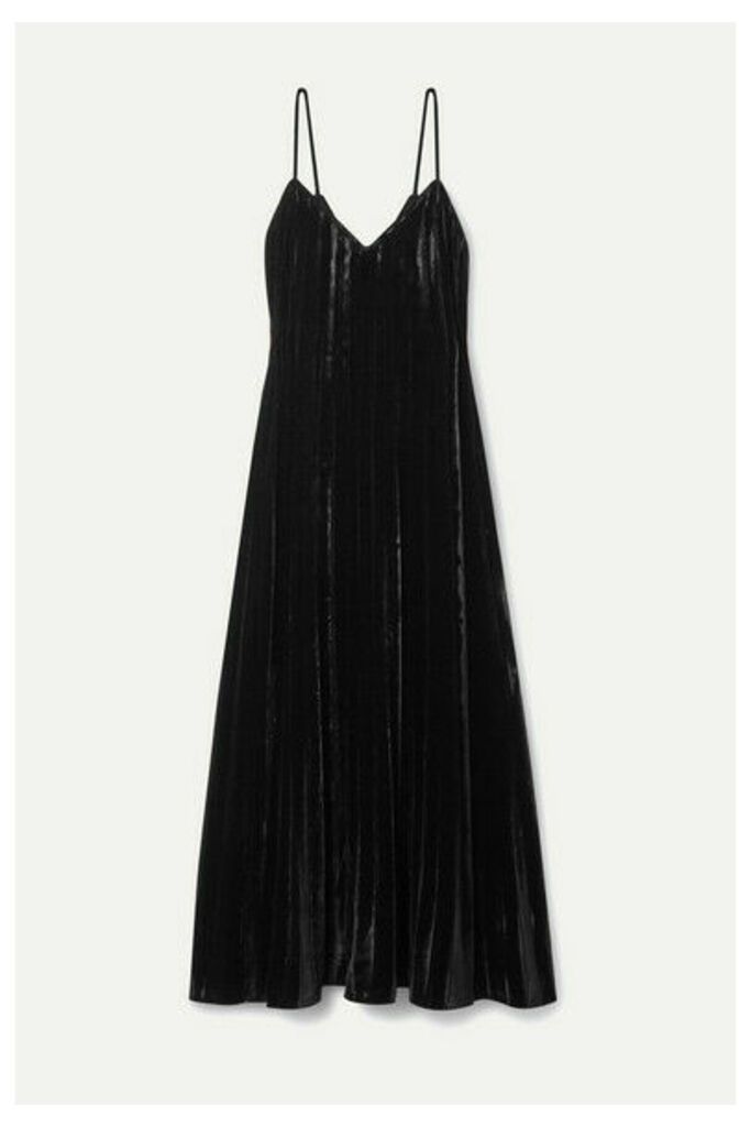 Mes Demoiselles - Maureen Pleated Velvet Maxi Dress - Black