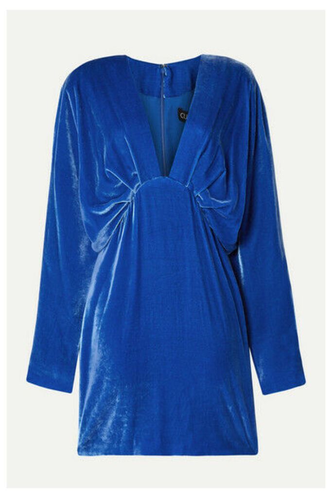 Cushnie - Draped Velvet Mini Dress - Bright blue