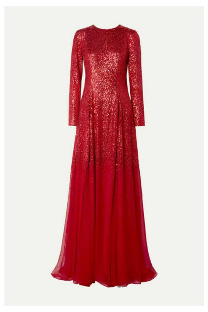 Oscar de la Renta - Sequined Silk-chiffon Gown - Red