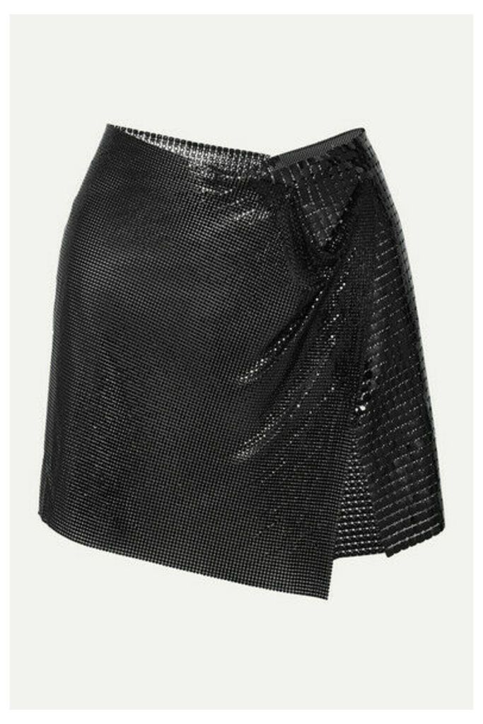 Fannie Schiavoni - Elsa Asymmetric Chainmail Wrap Mini Skirt - Black
