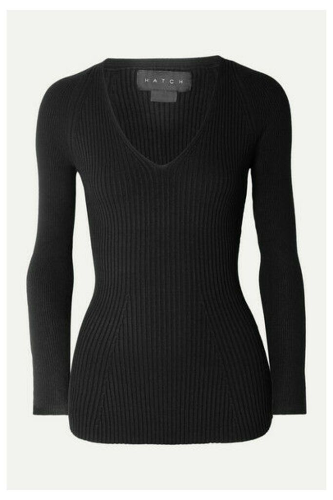 HATCH - The Zoe Ribbed-knit Top - Black