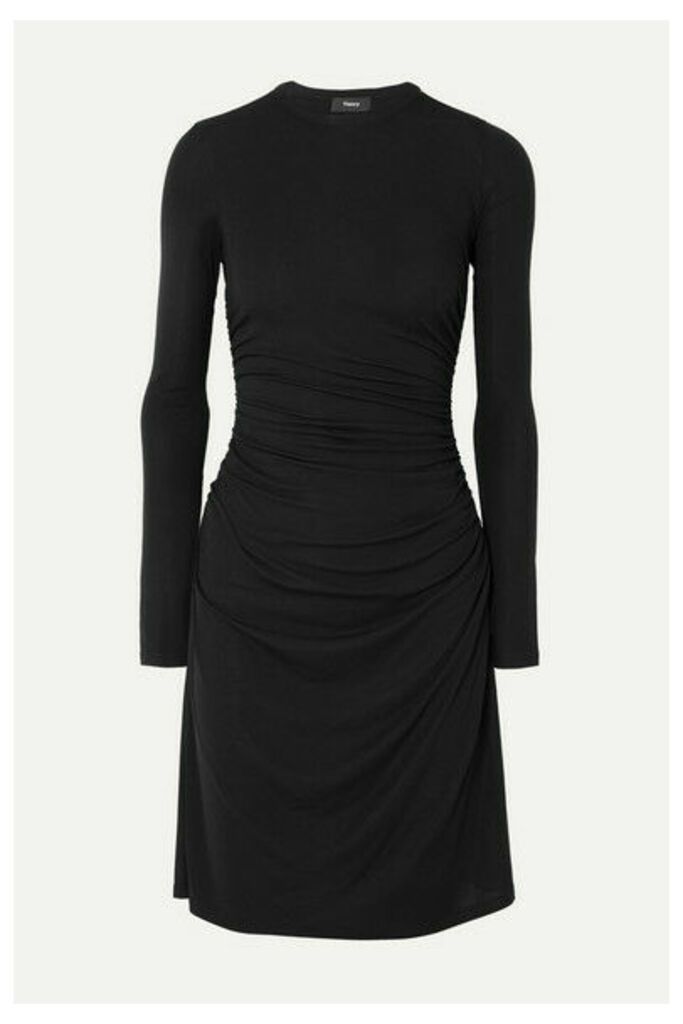 Theory - Ruched Stretch-jersey Dress - Black