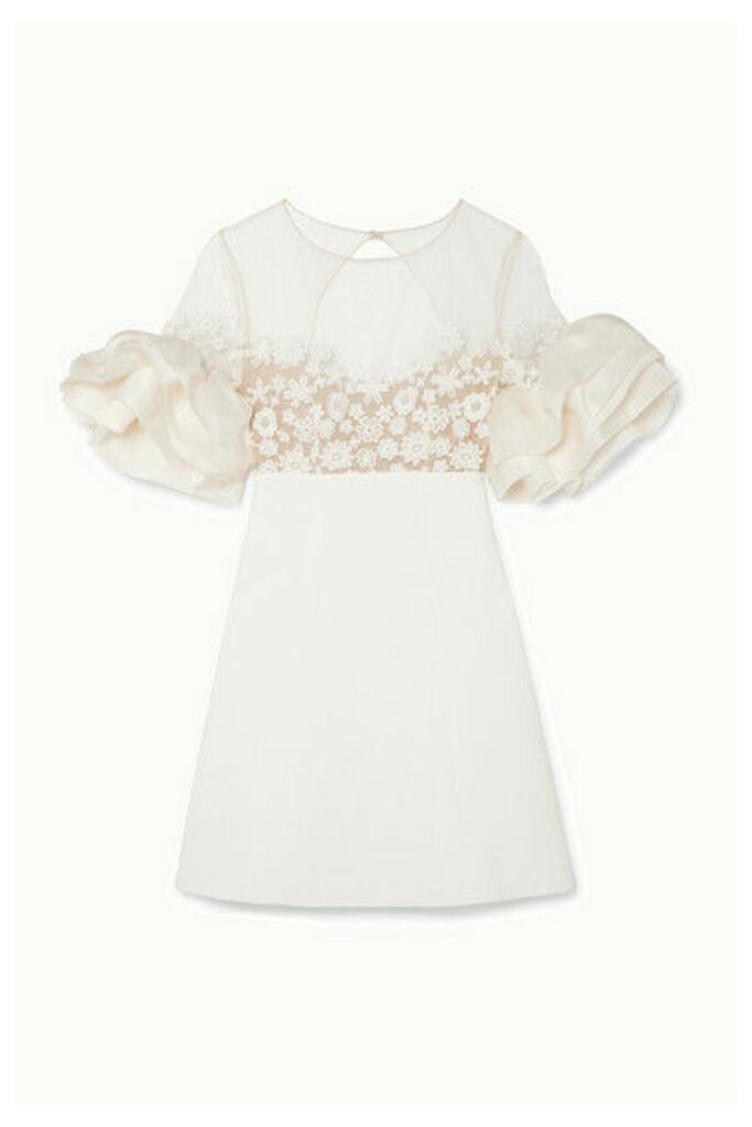 Rime Arodaky - Astaire Embroidered Tulle, Crepe And Organza Mini Dress - White