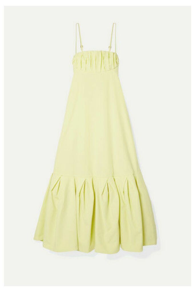 Rosie Assoulin - Cami Gathered Cotton-poplin Midi Dress - Pastel yellow