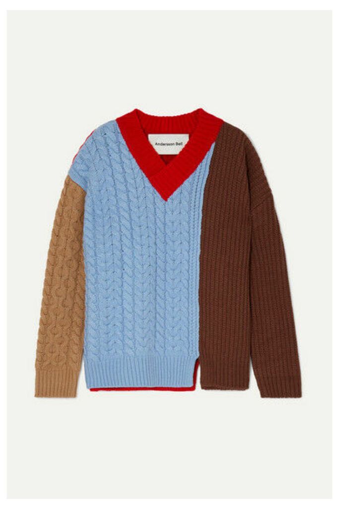 Andersson Bell - Oversized Color-block Wool-blend Sweater - Blue