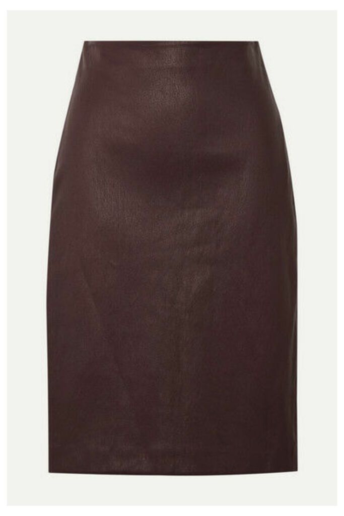 Theory - Leather Pencil Skirt - Burgundy