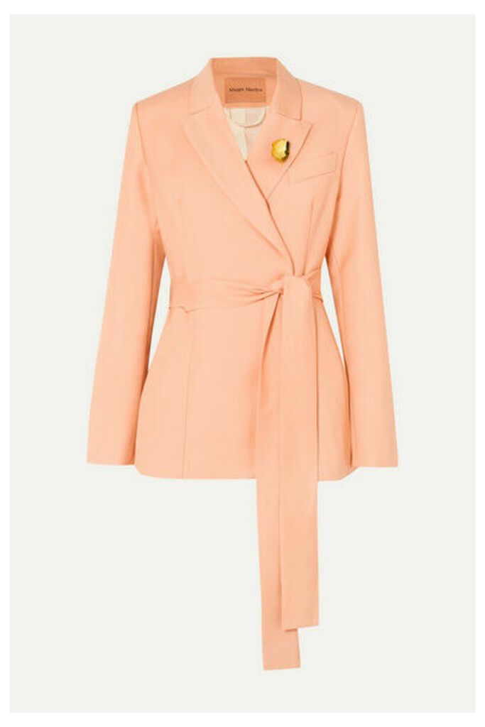 Maggie Marilyn - + Net Sustain Just Getting Started Belted Organic Wool-twill Blazer - Peach