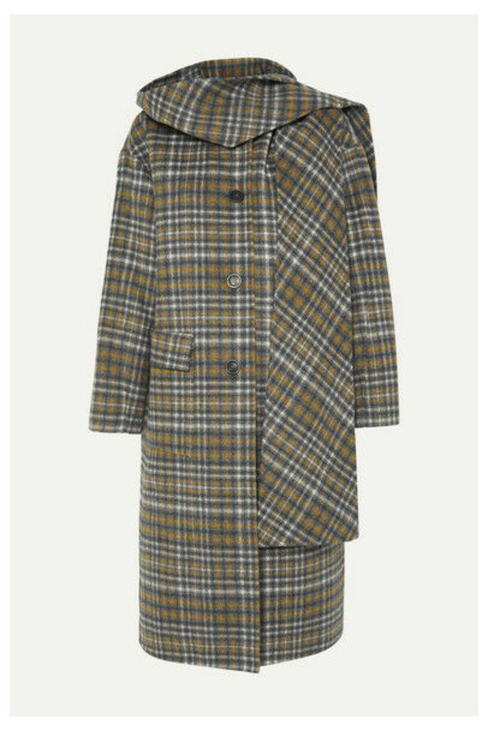 Andersson Bell - Sophia Hooded Checked Wool-blend Coat - Gray