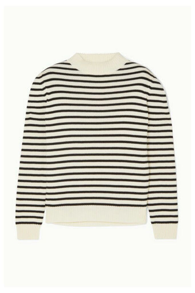 SAINT LAURENT - Striped Cotton And Wool-blend Sweater - White