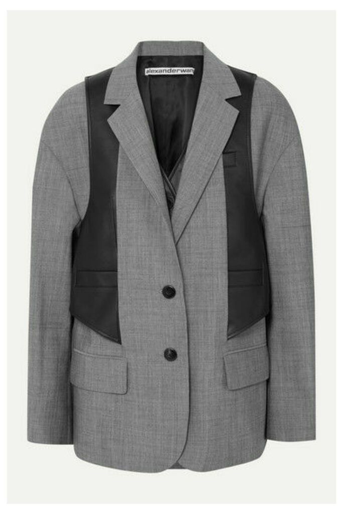Alexander Wang - Layered Wool-blend And Leather Blazer - Gray