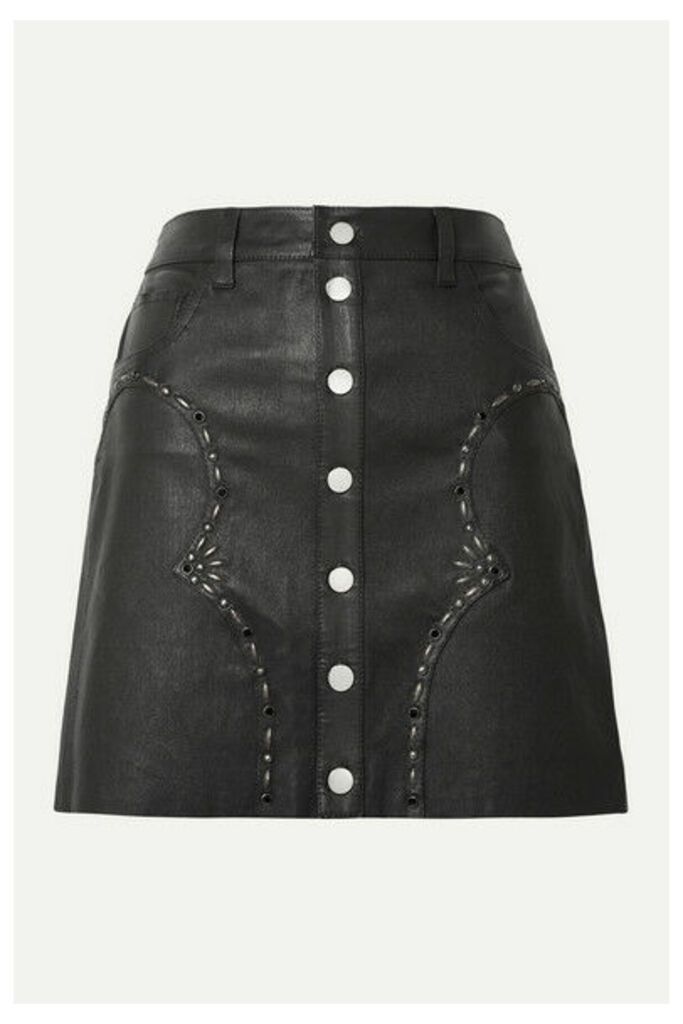 AMIRI - Embellished Leather Mini Skirt - Black