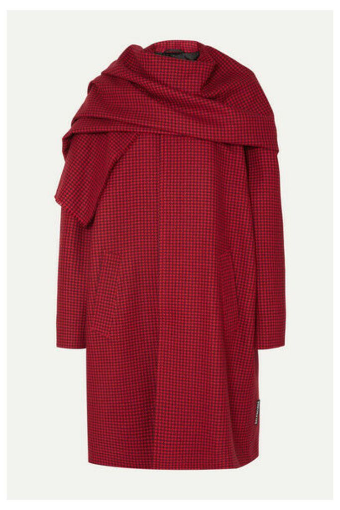 Balenciaga - Draped Houndstooth Wool Coat - Red