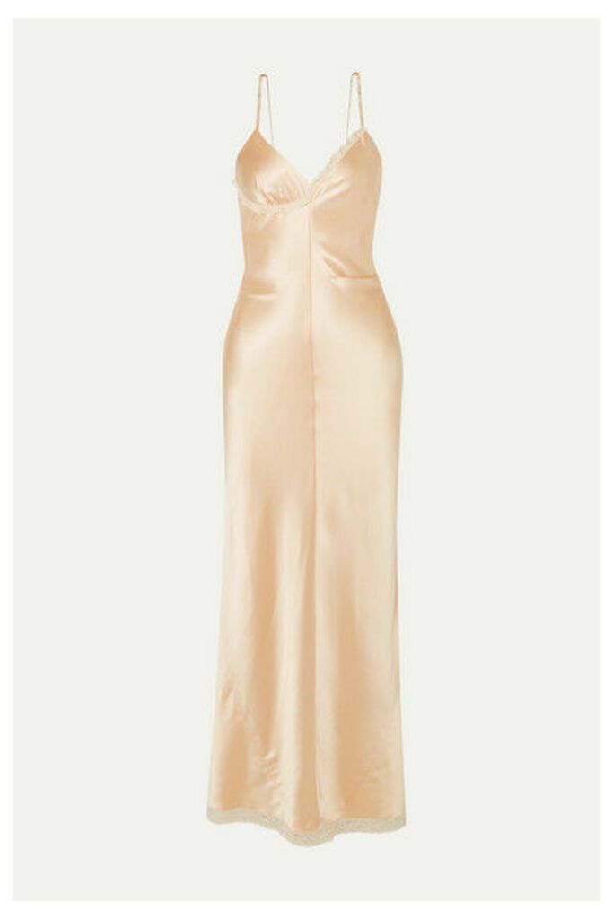 Alexander Wang - Chain-embellished Lace-trimmed Silk-charmeuse Midi Dress - Peach