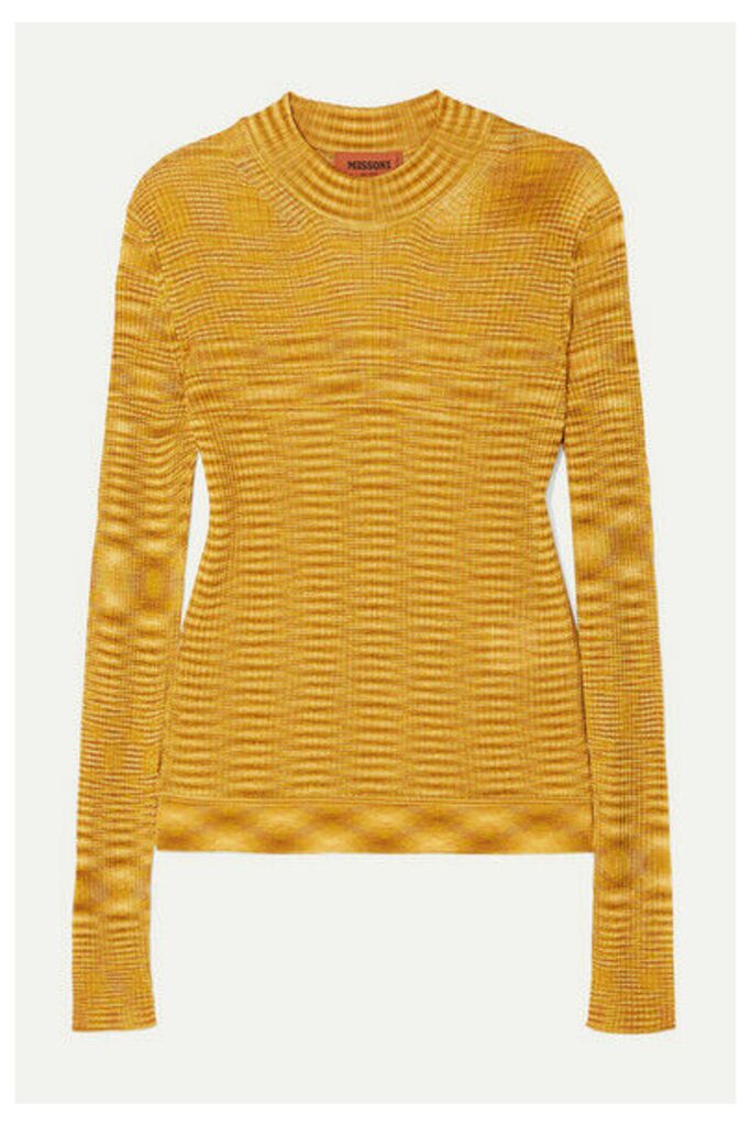 Missoni - Striped Ribbed Crochet-knit Sweater - Gold
