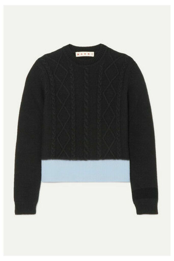 Marni - Two-tone Cable-knit Sweater - Black