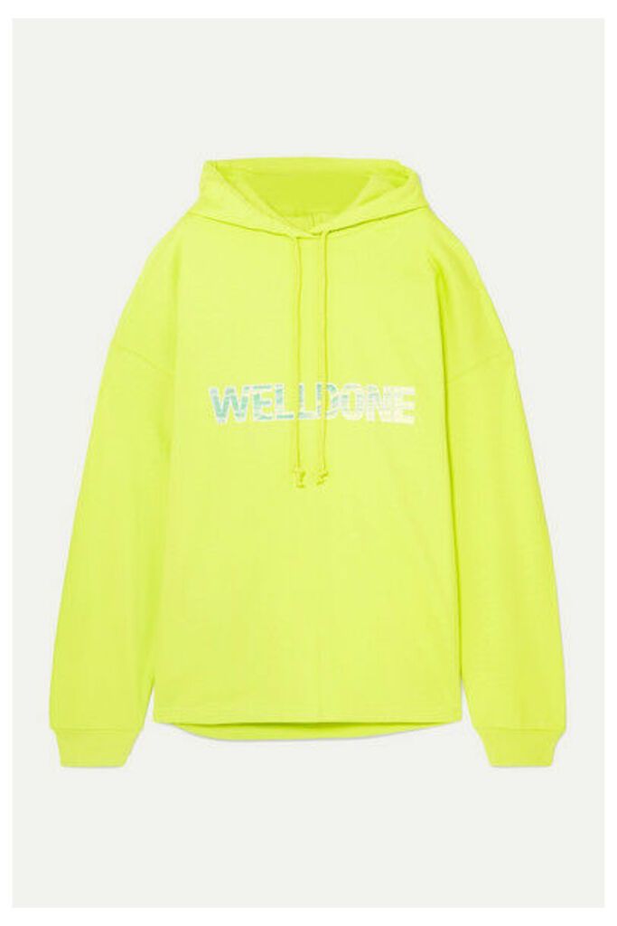 we11done - Oversized Printed Cotton-jersey Hoodie - Chartreuse