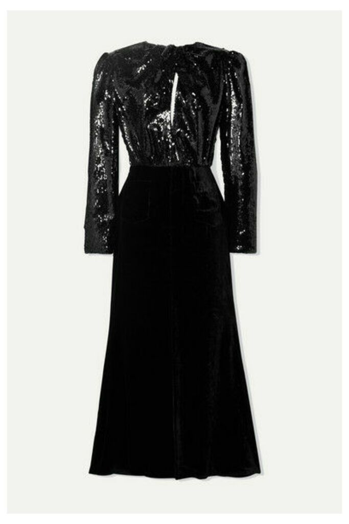 Racil - Cutout Sequined Mesh And Velvet Midi Dress - Black