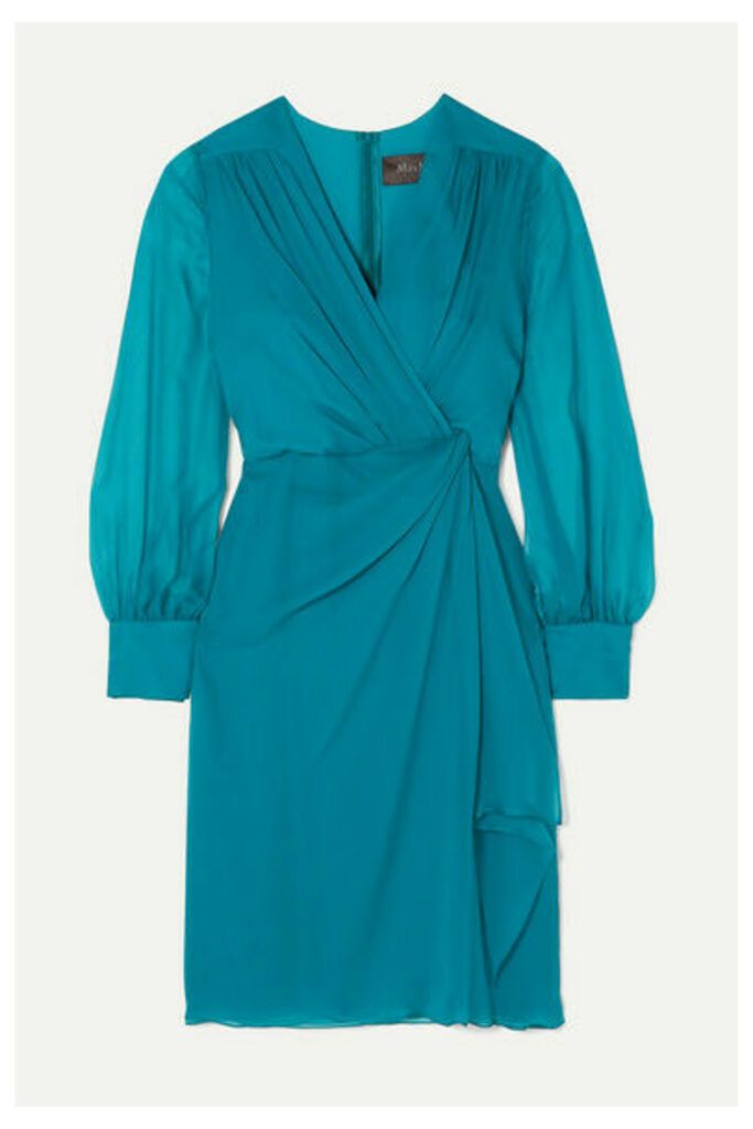 Max Mara - Elegante Knotted Silk-chiffon Dress - Turquoise