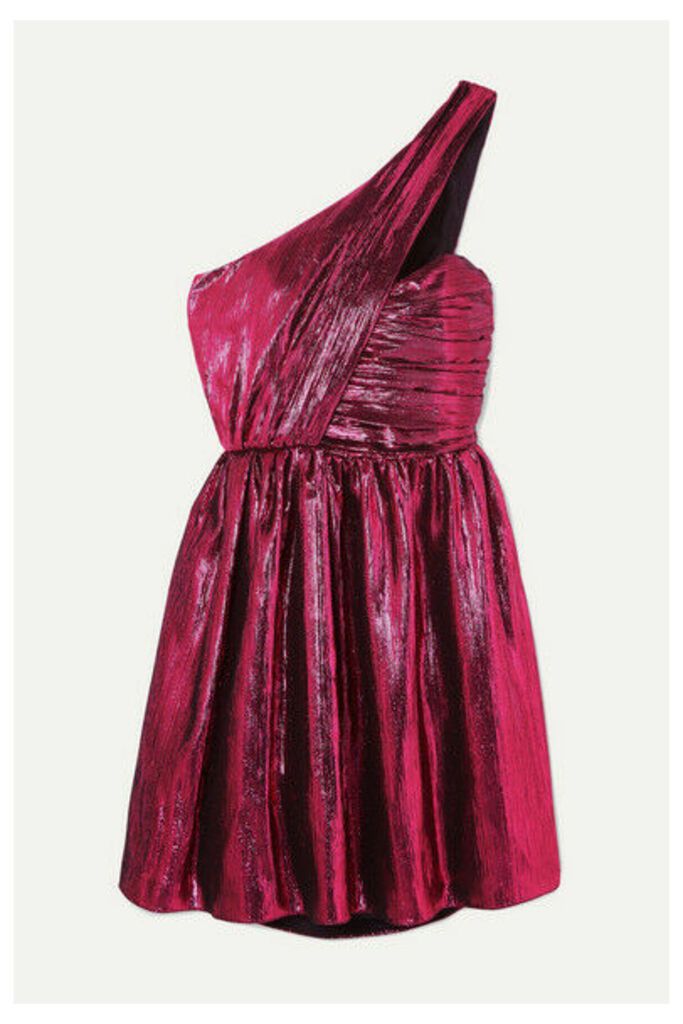 SAINT LAURENT - One-shoulder Lamé Mini Dress - Pink