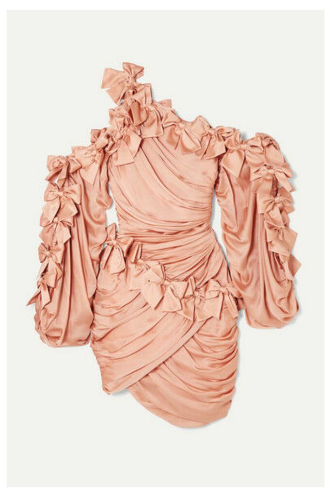 Zimmermann - Sabotage Bow-detailed Draped Silk-satin Mini Dress - Blush