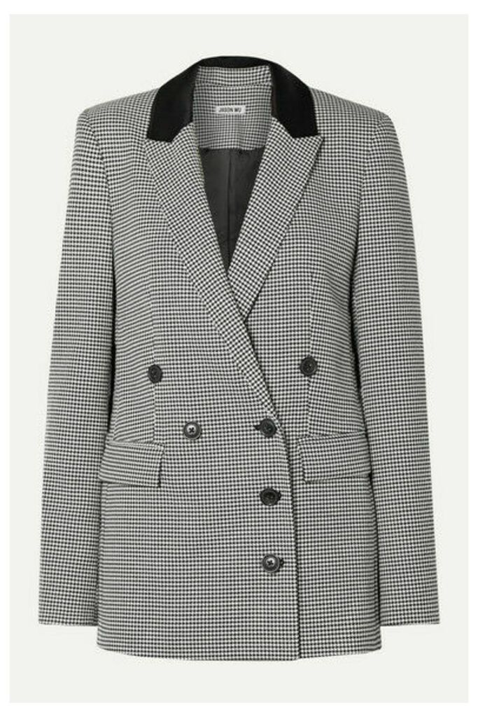 Jason Wu - Double-breasted Houndstooth Woven Blazer - Black