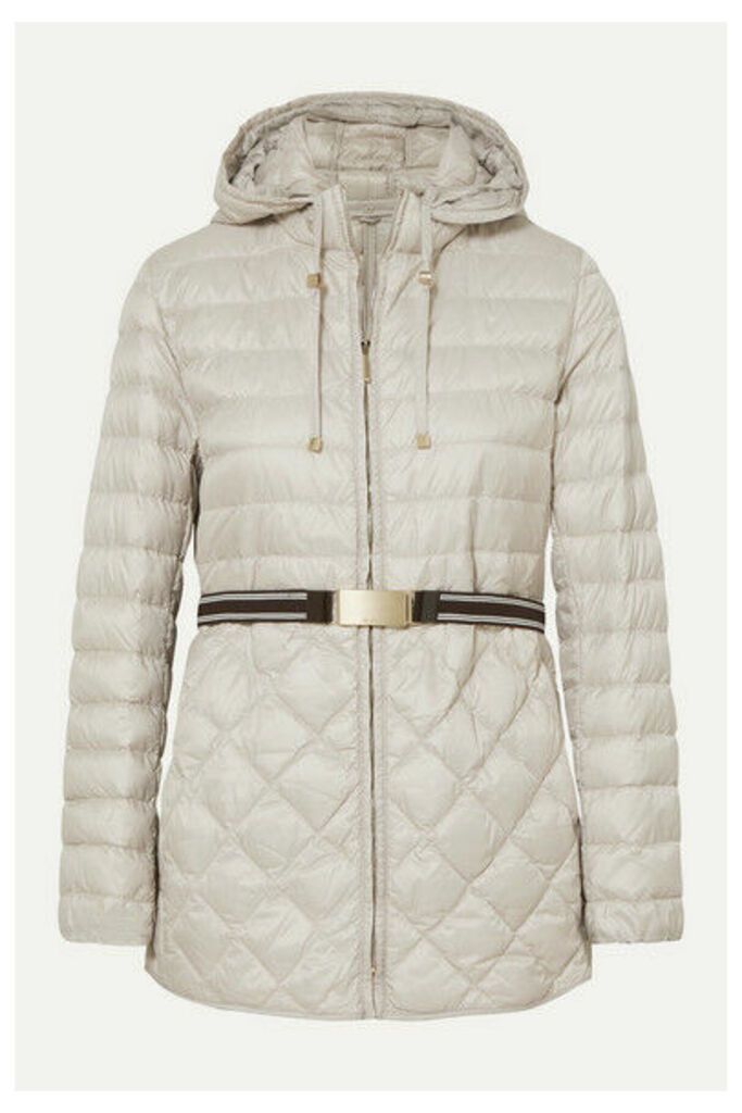 Max Mara - The Cube Hooded Belted Quilted Shell Down Coat - Gray