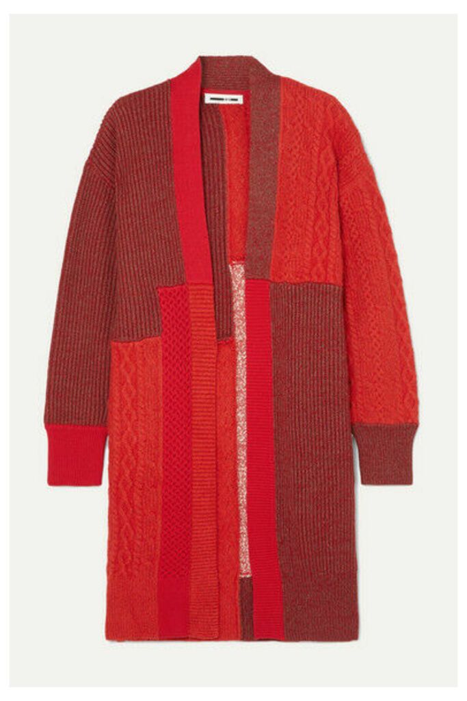 McQ Alexander McQueen - Oversized Patchwork Knitted Cardigan - Red