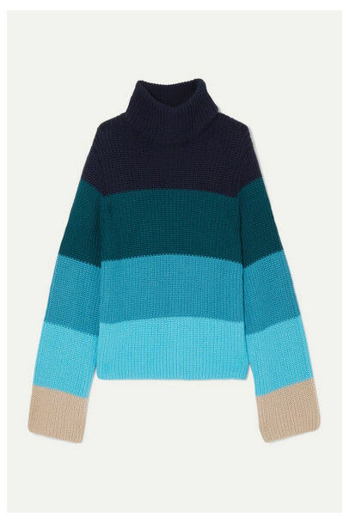 Mary Katrantzou - Daisy Oversized Striped Merino Wool-blend Turtleneck Sweater - Blue