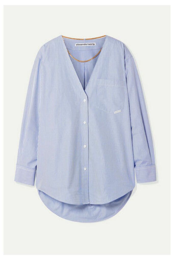 Alexander Wang - Embellished Striped Cotton-poplin Shirt - Blue