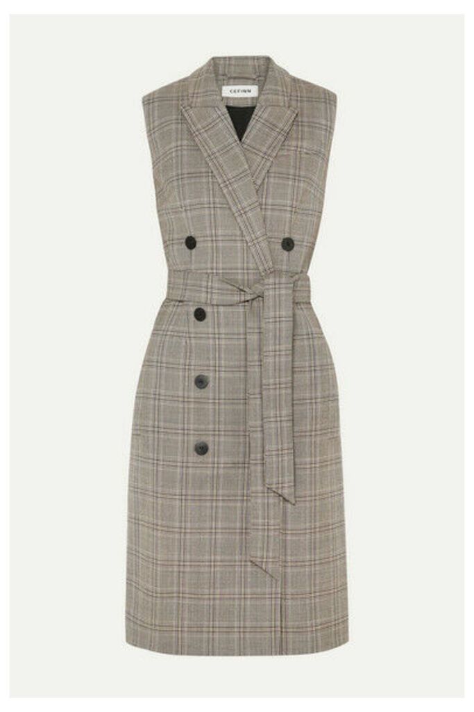 Cefinn - Belted Prince Of Wales Checked Woven Dress - Brown