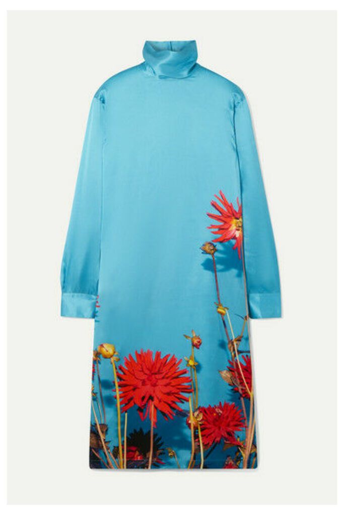 Dries Van Noten - Dontisy Floral-print Satin Dress - Light blue